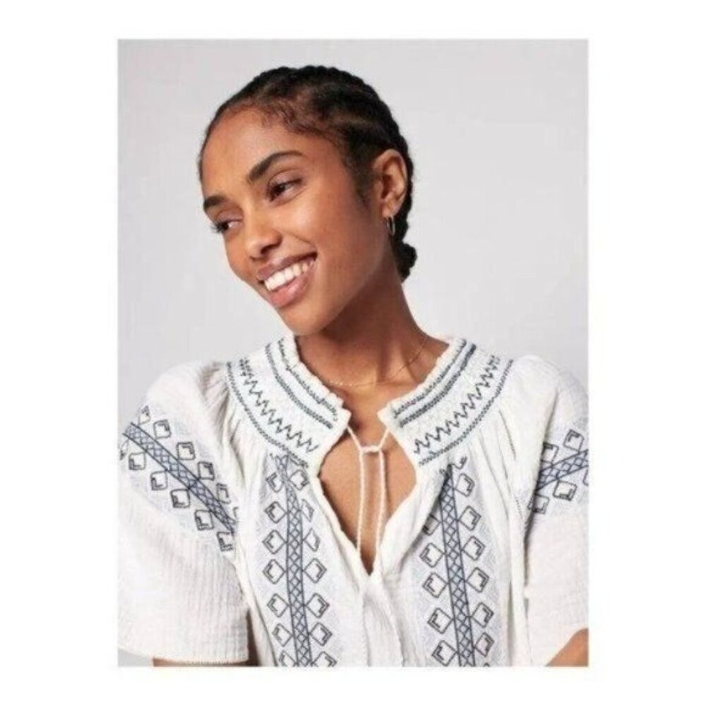 Faherty Catrina Embroidered Maxi Dress White S Cotton Bohemian NEW - Picture 15 of 15